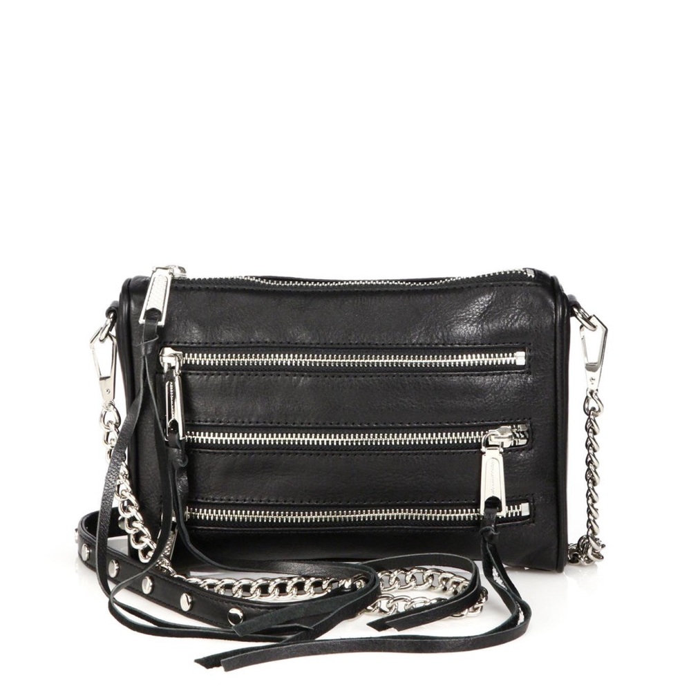 Rebecca Minkoff Black Five Zip Mini with silver hardware